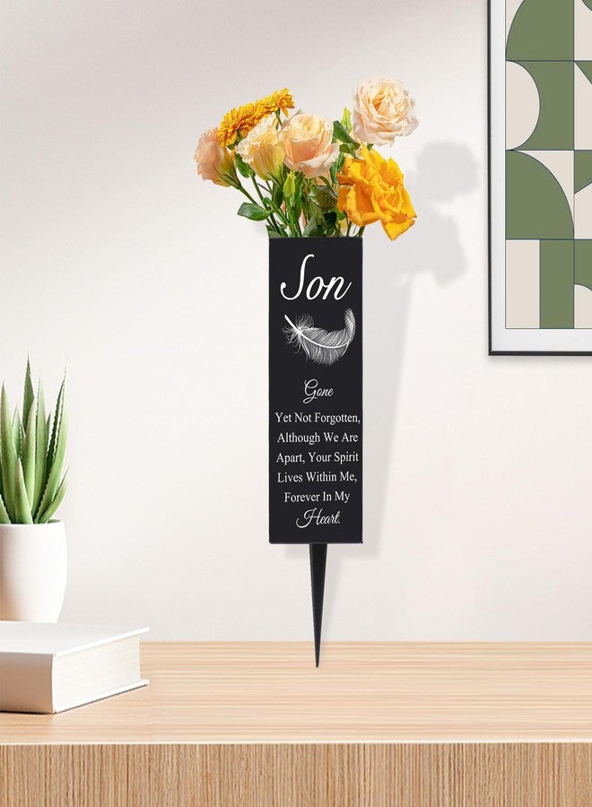 Oooct Son Cemetery Vases for Grave, Metal Cemetery Grave Flower Vase with Stake, Son Grave Cemetery Decorations, Metal Memorial Grave Markers, Graveside Decor Sign for Grave Outdoor Yard - Image 3